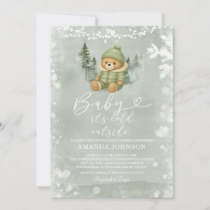 Sage Green Winter Boy Beer Baby Het is koud buiten Kaart