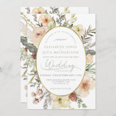 Sage Green Winter Goud Botanisch Monogram Huwelijk Kaart (Voorkant / Achterkant)