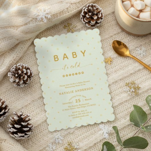 Sage Green Winter Het is koud buiten Baby shower Kaart