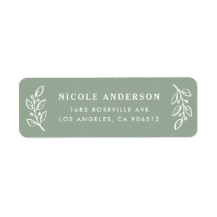 Sage Green Winter Holly Branch en Berry Christmas Etiket