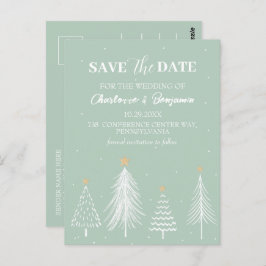 Sage Green Winter Kerstmis Save the Date Wedding Briefkaart