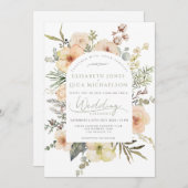 Sage Green Winter Pine Bloemen Kerstbruiloft Kaart (Voorkant / Achterkant)