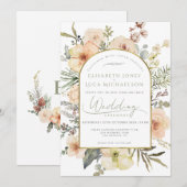 Sage Green Winter Pine Gouden Kerst Huwelijk Kaart (Voorkant / Achterkant)