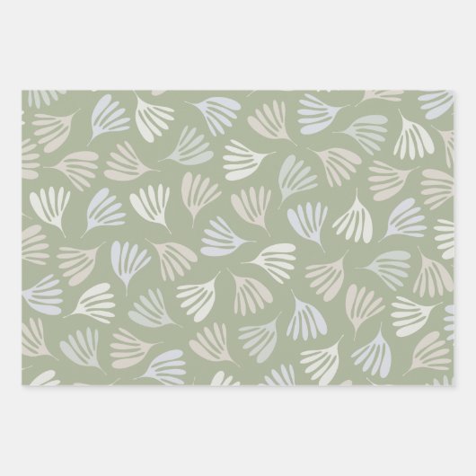 Sage Green Wisp laat modern Abstract patroon achte Inpakpapier Vel (Voorkant)