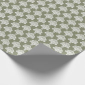 Sage Green | Wit Damast inpakpapier (Hoek)