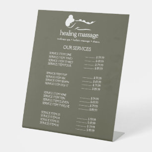 SAGE GREEN WOMAN STONE MASSAGE Wellness Day Spa Reclamebord Met Voetstuk