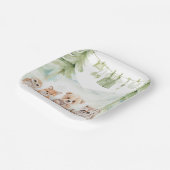 Sage Green Woodland Adventure Awaits Baby Shower Papieren Bordje (Gebogen)