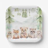 Sage Green Woodland Adventure Awaits Baby Shower Papieren Bordje (Voorkant)