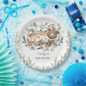 Sage Green Woodland Animals Eucalyptus Baby shower Papieren Bordje (Feest)