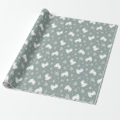 Sage Green Woodland Baby Beren Cadeaupapier (Uitgerold)