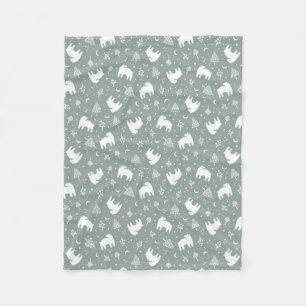 Sage Green Woodland Baby Beren Fleece Deken