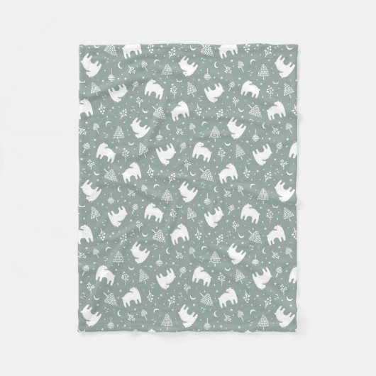 Sage Green Woodland Baby Beren Fleece Deken (Voorkant)