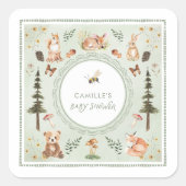 Sage Green Woodland Baby Shower Favor Sticker (Voorkant)