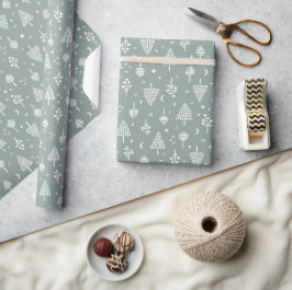 Sage Green Woodland Bomen Cadeaupapier