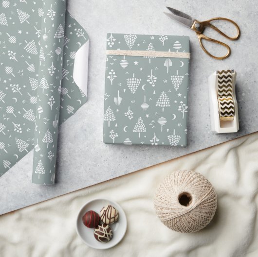 Sage Green Woodland Bomen Cadeaupapier (Crafts)