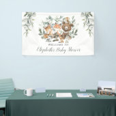 Sage Green Woodland Forest Animals Baby Welkom Spandoek (Beurs)