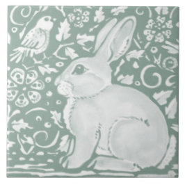 Sage Green Woodland Rabbit Forest Animal Natuur Tegeltje