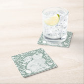 Sage Green Woodland Rabbit Forest Cute Kartonnen Onderzetters (Insitu)