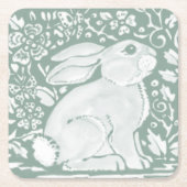 Sage Green Woodland Rabbit Forest Cute Kartonnen Onderzetters (Voorkant)