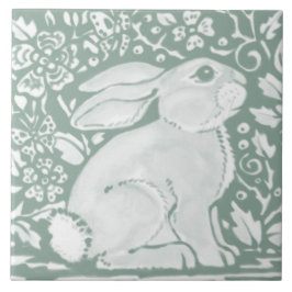 Sage Green Woodland Rabbit Forest Cute Tegeltje