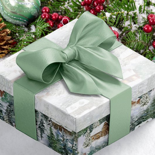 Sage Green Woodland Satijnen Lint