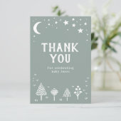 Sage Green Woodland Stars Baby shower Bedankkaart (Staand voorkant)