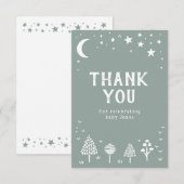 Sage Green Woodland Stars Baby shower Bedankkaart (Voorkant / Achterkant)