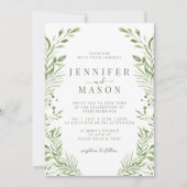 Sage Green Woodland verlaat bruiloft uitnodiging (Voorkant)