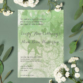 Sage Green Woodland Vogels & Swirls Bruiloft Kaart