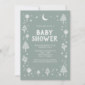 Sage Green Woodlands & Stars Baby shower Kaart (Voorkant)