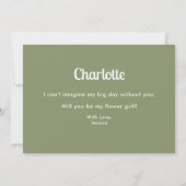 Sage Green Word Mijn Bloemenmeisje Script  Kaart (Achterkant)
