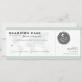 Sage Green World Map Boarding Pass RSVP Card Kaart (Voorkant)