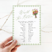 Sage Green Would She Rather Bridal Shower Game Kaart