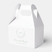 Sage Green Wreath Monogram Elegante bruiloft Bedankdoosjes (Voorkant Zijde)