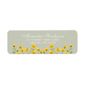 Sage Green Yellow Boho Wildflower Retouradres Etiket (Voorkant)