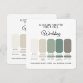 Sage Green Zachte Crème Herfst Bruiloft Paletkaart Kaart (Voorkant / Achterkant)