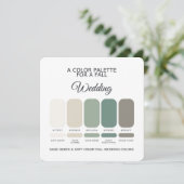 Sage Green Zachte Crème Herfst Bruiloft Paletkaart Kaart (Staand voorkant)