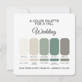 Sage Green Zachte Crème Herfst Bruiloft Paletkaart Kaart (Achterkant)