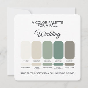 Sage Green Zachte Crème Herfst Bruiloft Paletkaart Kaart