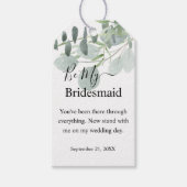 Sage Green zal je zijn mijn Bridesmaid Gift Labels Cadeaulabel (Voorkant)