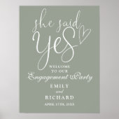 Sage Green Ze zei ja Verloving welkom teken Poster (Voorkant)