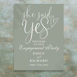 Sage Green Ze zei ja Verloving welkom teken Poster