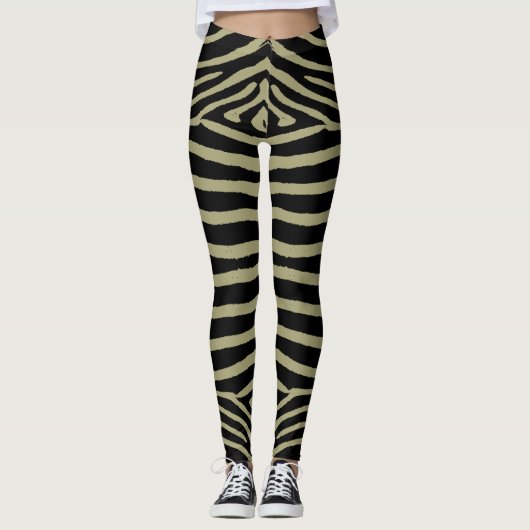 Sage Green Zebra print Leggings (Voorkant)