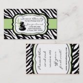 Sage Green Zebra Spa Hot Stones Visitekaartje (Voorkant / Achterkant)
