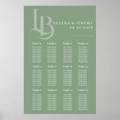 Sage Green Zitplaatskaart | botanische meetkunde Poster (Voorkant)