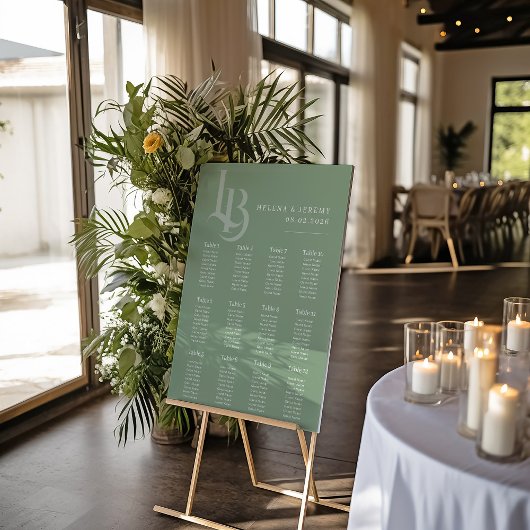 Sage Green Zitplaatskaart | botanische meetkunde Poster