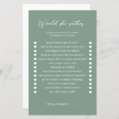 Sage Green zou liever Vrijgezellenfeest spel (Voorkant / Achterkant)