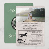 Sage Green Zuid-Afrika Passport Wedding Kaart (Voorkant / Achterkant)