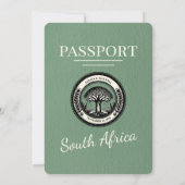 Sage Green Zuid-Afrika Passport Wedding Kaart (Achterkant)