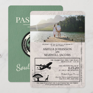Sage Green Zuid-Afrika Passport Wedding Kaart